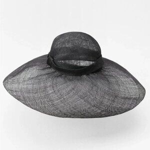 ZARA Black Mesh Open-Weave Wide-Brim Sun Hat